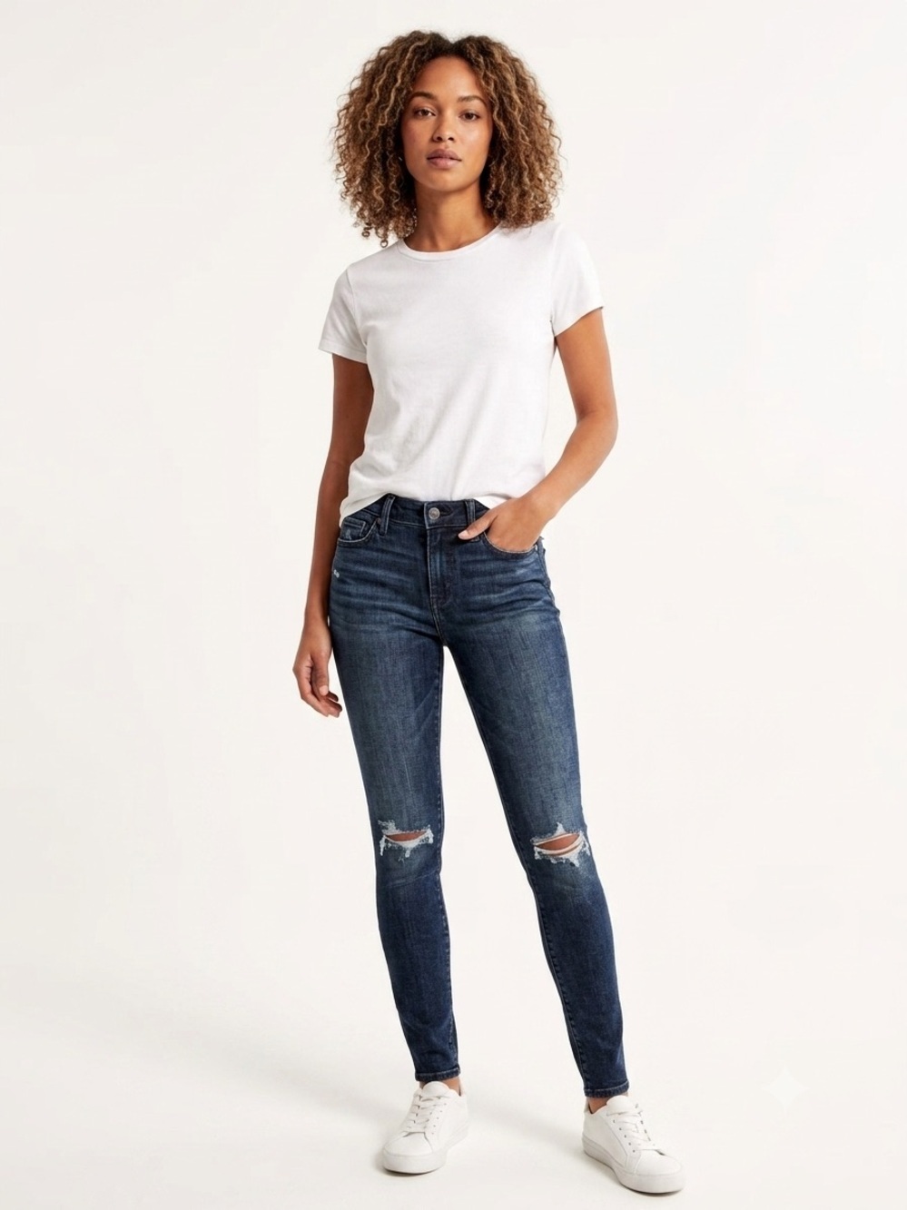 Abercrombie & Fitch Dark Blue Distressed Super Skinny Jeans Size 00R